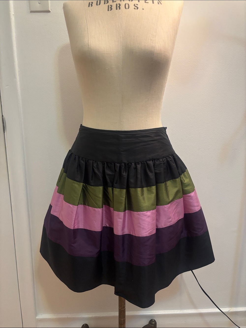 Kensie Girl 100% Silk Striped Colorblock Fit & Flare Skirt Junior's - Size 5